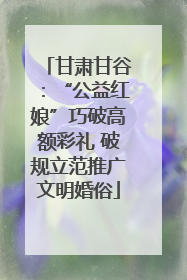 甘肃甘谷：“公益红娘”巧破高额彩礼 破规立范推广文明婚俗