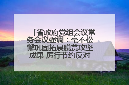 省政府党组会议常务会议强调：毫不松懈巩固拓展脱贫攻坚成果 厉行节约反对浪费弘扬优良作风
