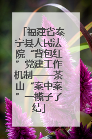 福建省泰宁县人民法院“背包红”党建工作机制——茶山“案中案”一揽子了结