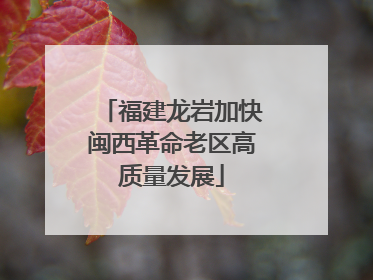 福建龙岩加快闽西革命老区高质量发展