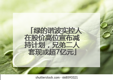 绿的谐波实控人在股价高位宣布减持计划，兄弟二人套现或超7亿元