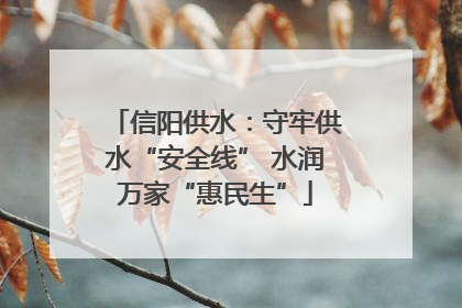 信阳供水：守牢供水“安全线” 水润万家“惠民生”