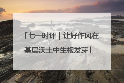七一时评｜让好作风在基层沃土中生根发芽