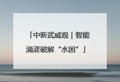 中新武威观｜智能滴灌破解“水困”
