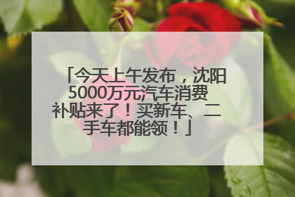 今天上午发布，沈阳5000万元汽车消费补贴来了！买新车、二手车都能领！