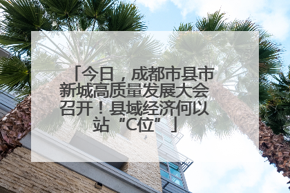 今日，成都市县市新城高质量发展大会召开！县域经济何以站“C位”
