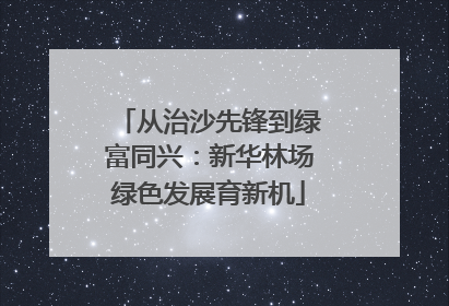 从治沙先锋到绿富同兴：新华林场绿色发展育新机