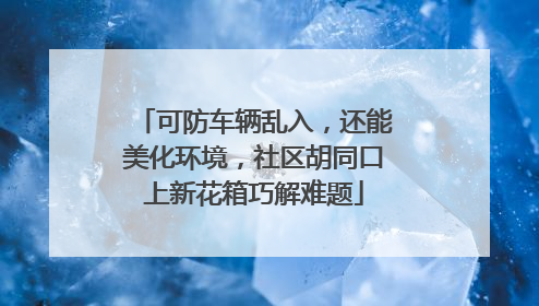 可防车辆乱入，还能美化环境，社区胡同口上新花箱巧解难题