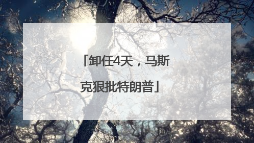 卸任4天，马斯克狠批特朗普