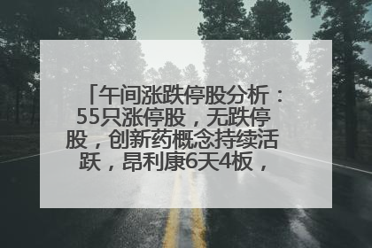 午间涨跌停股分析：55只涨停股，无跌停股，创新药概念持续活跃，昂利康6天4板，众生药业2连板