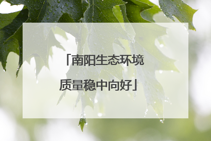 南阳生态环境质量稳中向好