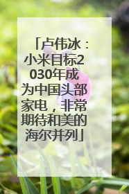 卢伟冰：小米目标2030年成为中国头部家电，非常期待和美的海尔并列