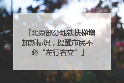 北京部分地铁扶梯增加新标识，提醒市民不必“左行右立”