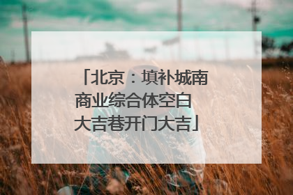 北京：填补城南商业综合体空白 大吉巷开门大吉