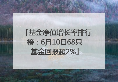 基金净值增长率排行榜：6月10日68只基金回报超2%