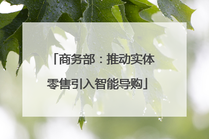 商务部：推动实体零售引入智能导购