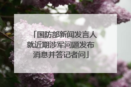 国防部新闻发言人就近期涉军问题发布消息并答记者问