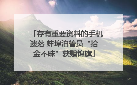 存有重要资料的手机遗落 蚌埠泊管员“拾金不昧”获赠锦旗