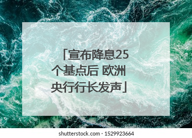 宣布降息25个基点后 欧洲央行行长发声