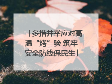 多措并举应对高温“烤”验 筑牢安全防线保民生