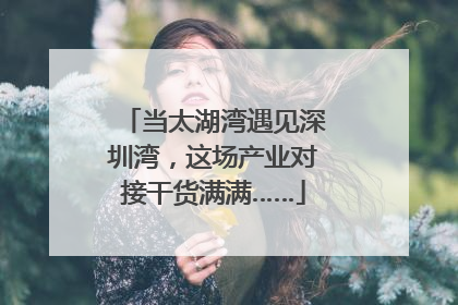 当太湖湾遇见深圳湾，这场产业对接干货满满……