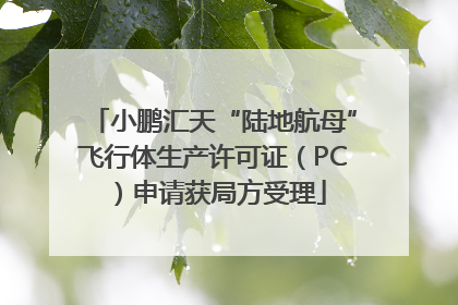 小鹏汇天“陆地航母”飞行体生产许可证（PC）申请获局方受理