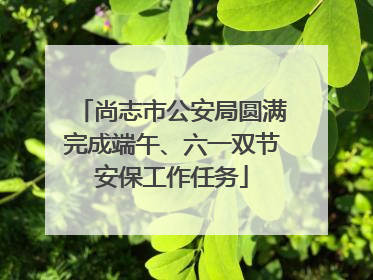 尚志市公安局圆满完成端午、六一双节安保工作任务