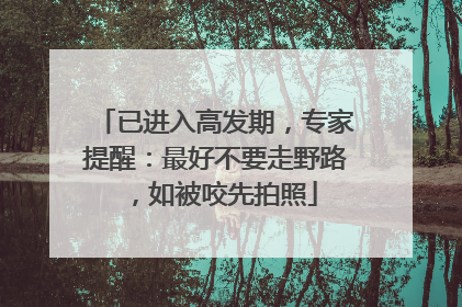 已进入高发期，专家提醒：最好不要走野路，如被咬先拍照