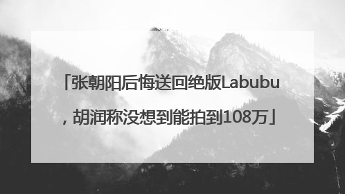 张朝阳后悔送回绝版Labubu，胡润称没想到能拍到108万
