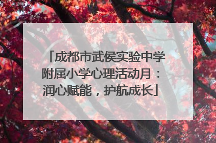 成都市武侯实验中学附属小学心理活动月：润心赋能，护航成长