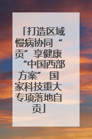 打造区域慢病协同“贡”享健康“中国西部方案” 国家科技重大专项落地自贡