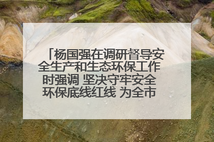 杨国强在调研督导安全生产和生态环保工作时强调 坚决守牢安全环保底线红线 为全市经济社会高质量发展提供坚强保障