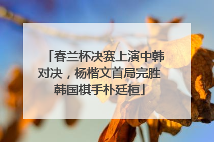 春兰杯决赛上演中韩对决，杨楷文首局完胜韩国棋手朴廷桓