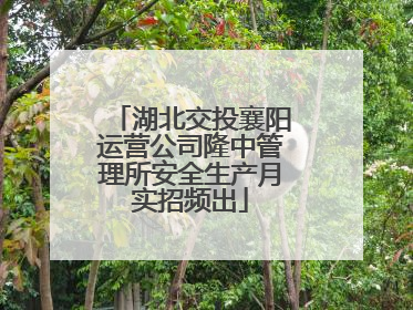 湖北交投襄阳运营公司隆中管理所安全生产月实招频出