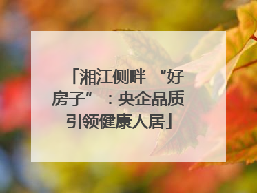 湘江侧畔 “好房子”：央企品质引领健康人居