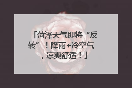 菏泽天气即将“反转”！降雨+冷空气，凉爽舒适！