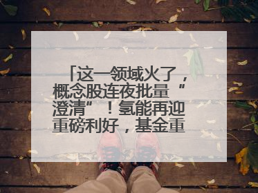 这一领域火了，概念股连夜批量“澄清”！氢能再迎重磅利好，基金重仓股出炉