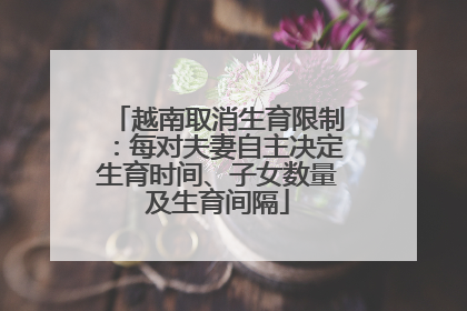 越南取消生育限制：每对夫妻自主决定生育时间、子女数量及生育间隔