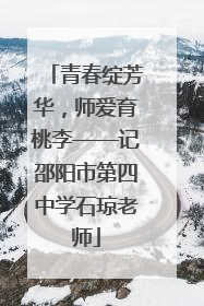 青春绽芳华，师爱育桃李——记邵阳市第四中学石琼老师