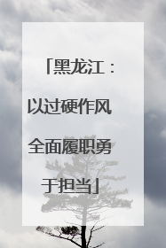 黑龙江：以过硬作风全面履职勇于担当