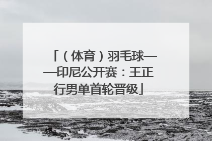 （体育）羽毛球——印尼公开赛：王正行男单首轮晋级