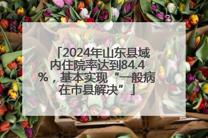 2024年山东县域内住院率达到84.4%，基本实现“一般病在市县解决”