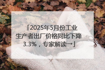 2025年5月份工业生产者出厂价格同比下降3.3%，专家解读→