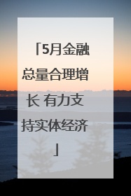 5月金融总量合理增长 有力支持实体经济