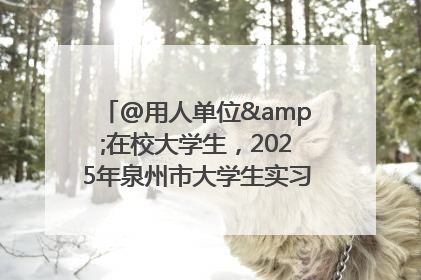 @用人单位&在校大学生，2025年泉州市大学生实习“扬帆计划”来啦！