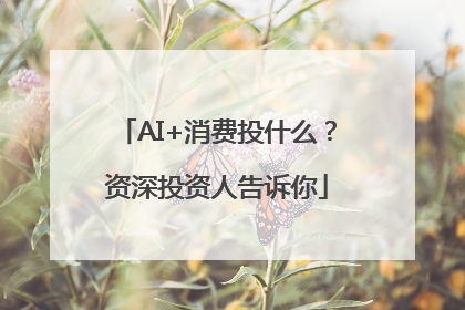 AI+消费投什么？资深投资人告诉你